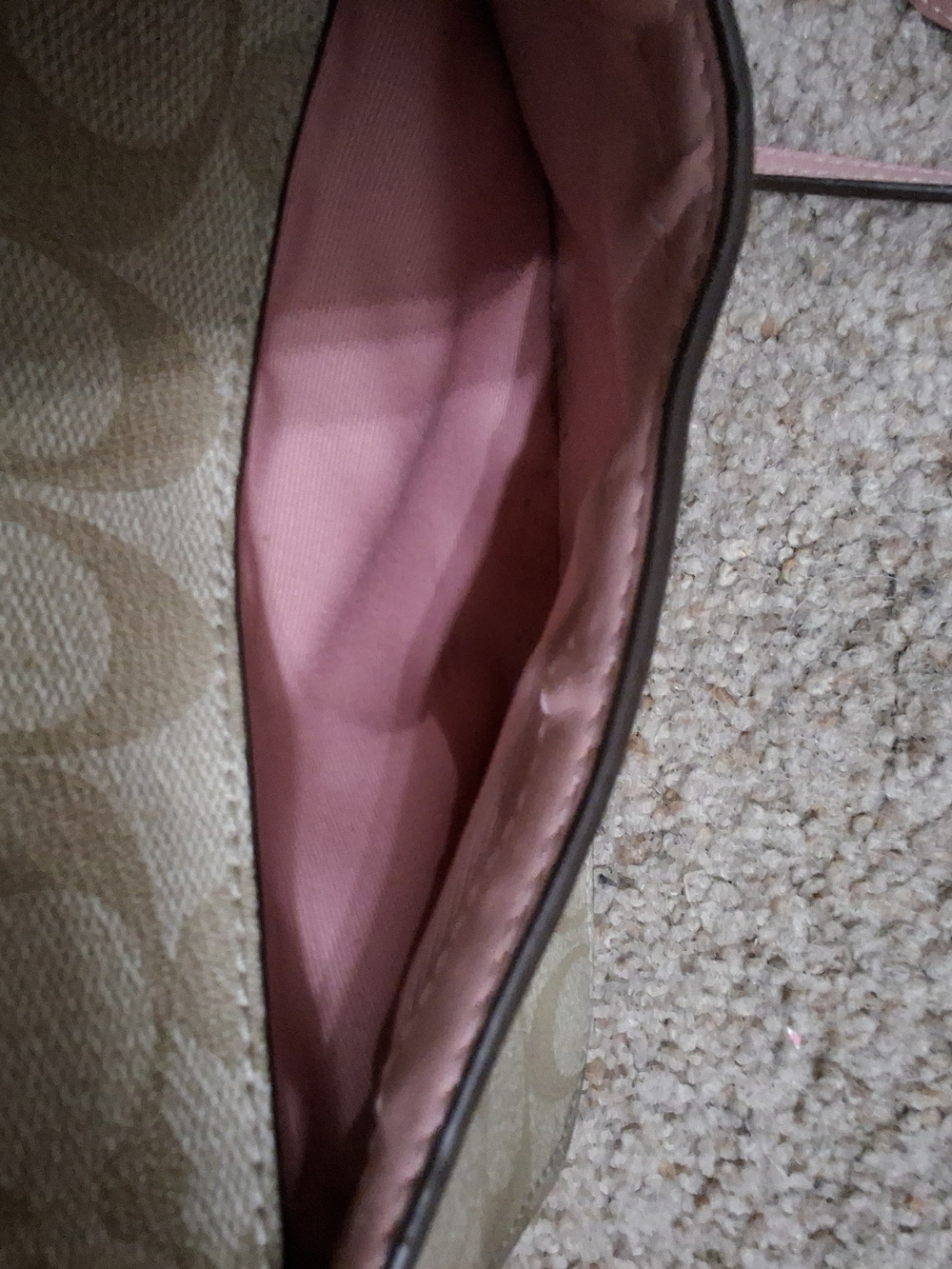 Coach Beige Signature Canvas Crossbody with Pink Trim - Picture 3 of 3